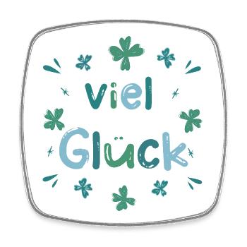 Viel Glück - Glücksklee Kleeblatt - Viereckiger Kühlschrankmagnet - Weiß - Vorne