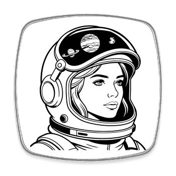 Space woman - Square fridge magnet - white - Front