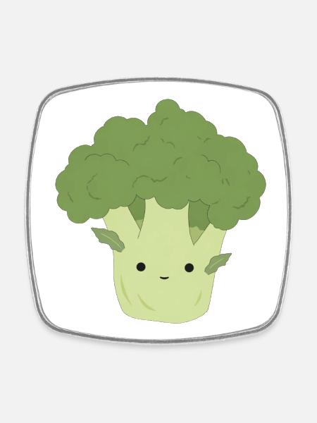 Ben Broccoli – Sweet Kawaii Vegetable Design - Square fridge magnet - white