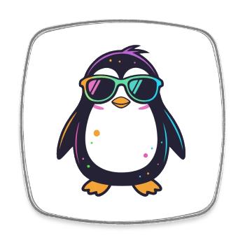 Pinguin-Neonbrillen - Viereckiger Kühlschrankmagnet - Weiß - Vorne