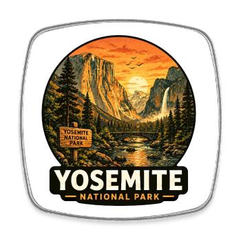 Parc national de Yosemite Sunset California Sierra - Magnet carré - blanc - Devant