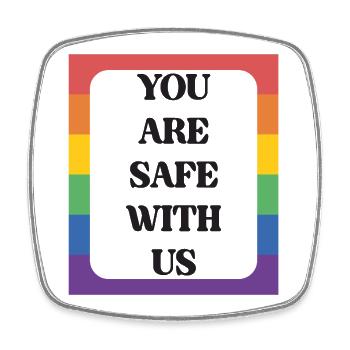 LBGTQIA+ Safe Space Pride Month Sticker - Square fridge magnet - white - Front
