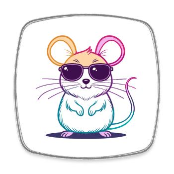 Regenbogen-Maus-Brille - Viereckiger Kühlschrankmagnet - Weiß - Vorne
