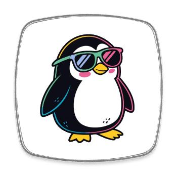 Pingouin Arcenciel Lunettes - Magnet carré - blanc - Devant