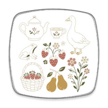 Douceur Champêtre: Nature and Vintage Tea - Square fridge magnet - white - Front