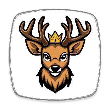 Deer Head Crown - Square fridge magnet - white - Front