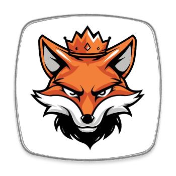 Fox Head Crown - Square fridge magnet - white - Front