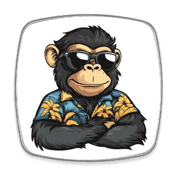Affe Comic Urlaub - Viereckiger Kühlschrankmagnet - Weiß - Vorne