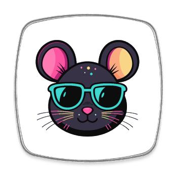 Mouse Chic türkisfarbene Gläser - Viereckiger Kühlschrankmagnet - Weiß - Vorne