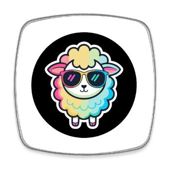 Schicke Regenbogen-Schafsbrille - Viereckiger Kühlschrankmagnet - Weiß - Vorne