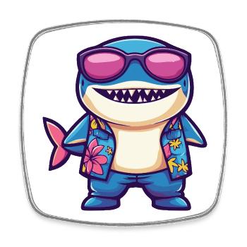 Hai Comic Urlaub - Viereckiger Kühlschrankmagnet - Weiß - Vorne