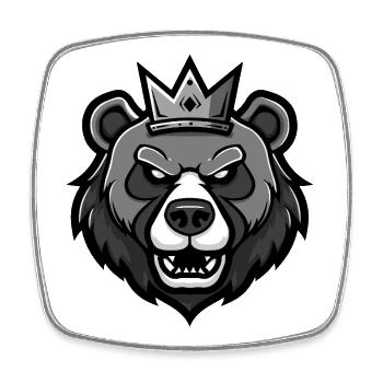 Bear Head Crown - Square fridge magnet - white - Front