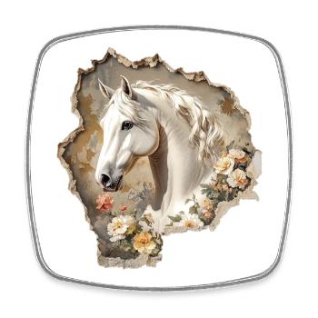 Pferd Vintage - Viereckiger Kühlschrankmagnet - Weiß - Vorne