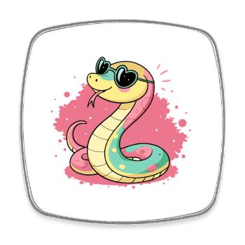 Pastel Cobra Rose Sunglasses - Square fridge magnet - white - Front
