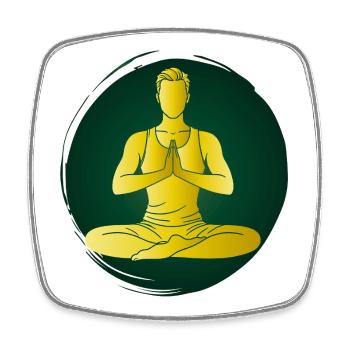Yoga Mann Grün Meditation Zen Wellness Pose  - Viereckiger Kühlschrankmagnet - Weiß - Vorne