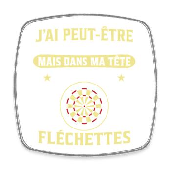  joue aux fléchettes - Magnet carré - blanc - Devant