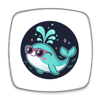 Whale Blue Pink Glasses - Square fridge magnet - white - Front