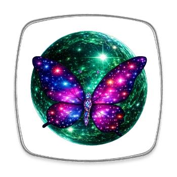 Asterra Rebirth – Cosmic Butterfly Universe - Square fridge magnet - white - Front