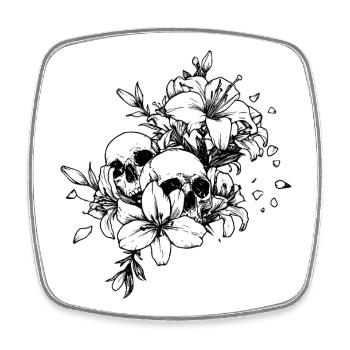 Gothic Skull Flower Shirt – dunkle, florale Ästhetik - Viereckiger Kühlschrankmagnet - Weiß - Vorne
