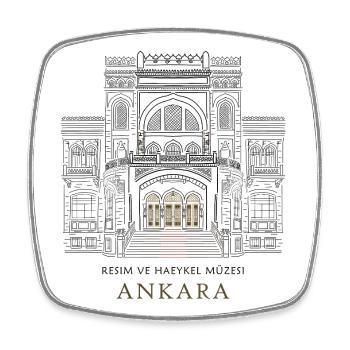 Ankara Kunstmuseum Fassade - Viereckiger Kühlschrankmagnet - Weiß - Vorne