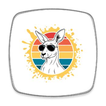 Känguru-Silhouette Retro-Sonne - Viereckiger Kühlschrankmagnet - Weiß - Vorne