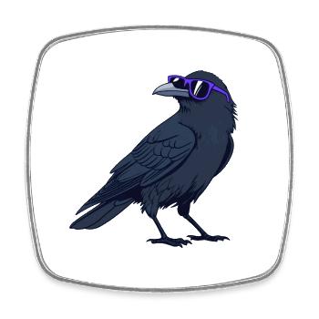 Corbeau Cool et Lunettes Violettes - Magnet carré - blanc - Devant