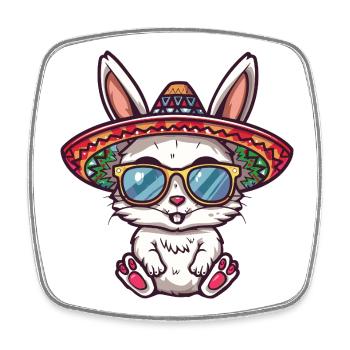Bunny Comic Sombrero drôle - Magnet carré - blanc - Devant