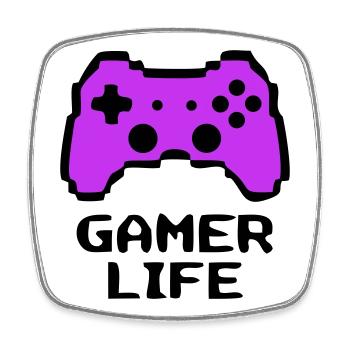 Knalliger Gamer Life Controller - Viereckiger Kühlschrankmagnet - Weiß - Vorne