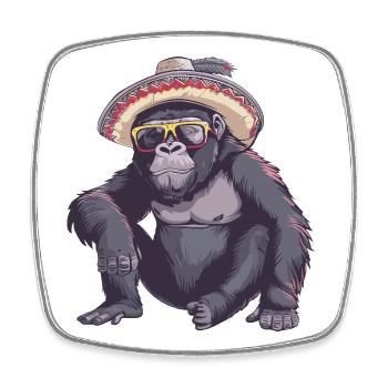 Gorilla Comic Funny Sombrero - Square fridge magnet - white - Front