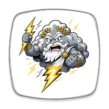 Donnergott Blitz Wolke Gewitter Comic Motiv - Viereckiger Kühlschrankmagnet - Weiß - Vorne