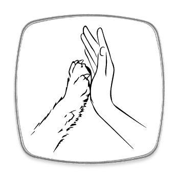 Hundepfote und Hand Team - Viereckiger Kühlschrankmagnet - Weiß - Vorne