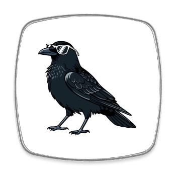 Corbeau chic lunettes blanches - Magnet carré - blanc - Devant