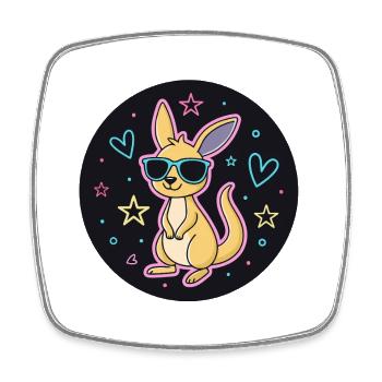 Neon Kangaroo Glasses - Square fridge magnet - white - Front