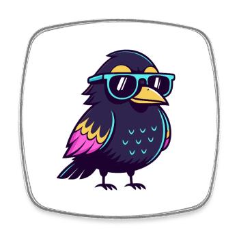 Solar Blue Hipster Bird - Square fridge magnet - white - Front