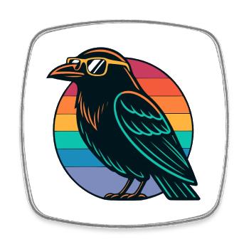 Retro Rainbow Raven - Square fridge magnet - white - Front