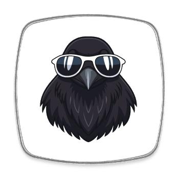 Raven Hipster Cool Glasses - Square fridge magnet - white - Front