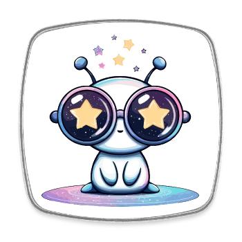 Starry glasses Alien - Square fridge magnet - white - Front