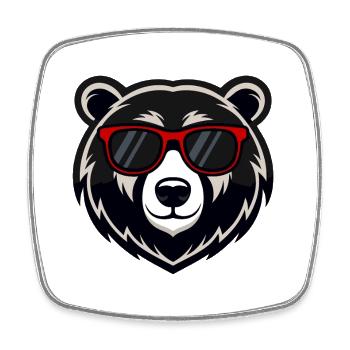 Ourson cool lunettes rouges - Magnet carré - blanc - Devant