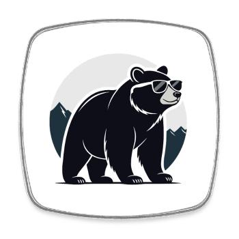 Mountain Black Bear Glasses - Square fridge magnet - white - Front
