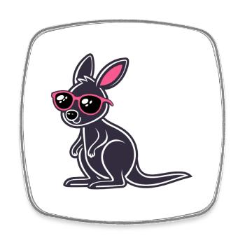Kangourou Sombre lunettes rose - Magnet carré - blanc - Devant