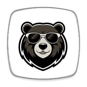 Urban Bear Dark Glasses - Square fridge magnet - white - Front