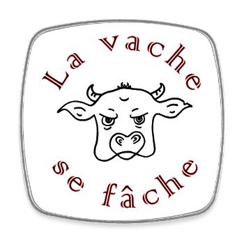 La Vache Se Fâche Noir - Magnet carré - blanc - Devant