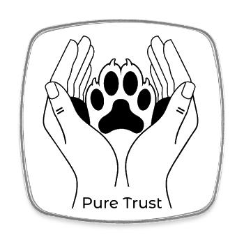 Pure Trust – Paw in Hands Line Art - Square fridge magnet - white - Front
