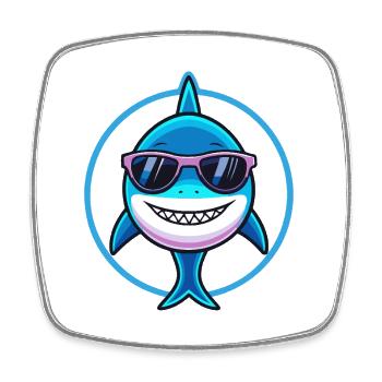 Stylish Shark Sonnenbrille - Viereckiger Kühlschrankmagnet - Weiß - Vorne