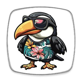 Vacances de bandes dessinées Toucan Bird - Magnet carré - blanc - Devant