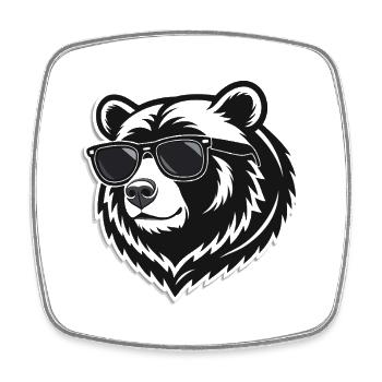 Schwarzbär-Sonnenbrille - Viereckiger Kühlschrankmagnet - Weiß - Vorne
