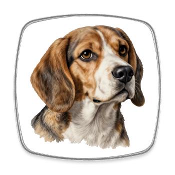 Vintage Beagle dog elegant portrait - Square fridge magnet - white - Front