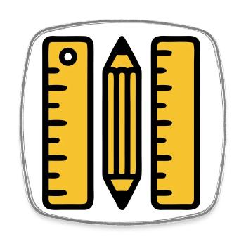 Pen Rulers Drawing Architecture - Square fridge magnet - white - Front