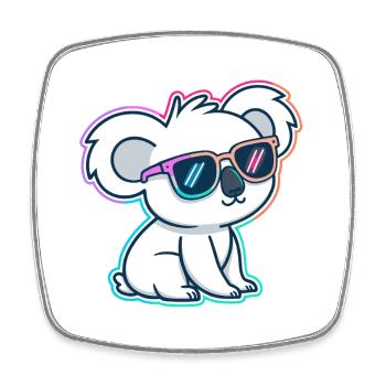 Koala-Neonbrillen - Viereckiger Kühlschrankmagnet - Weiß - Vorne
