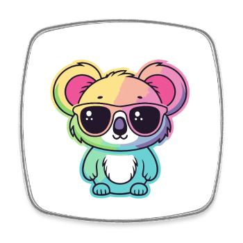 Regenbogen-Neon-Koala mit Brille - Viereckiger Kühlschrankmagnet - Weiß - Vorne